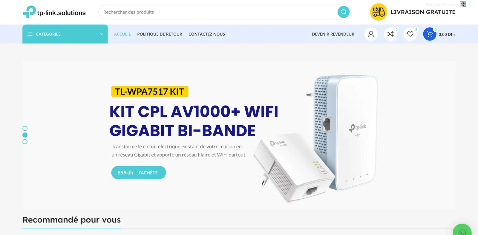 Aperçu du projet TP-Link Store Maroc